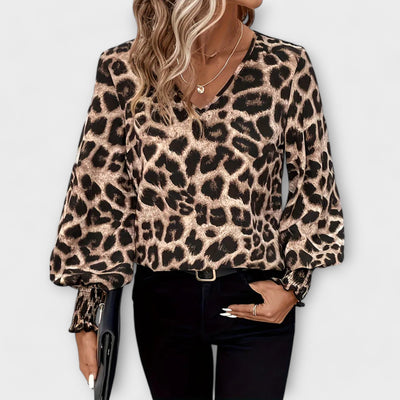 Blusa selvaggia e stilosa a stampa leopardata