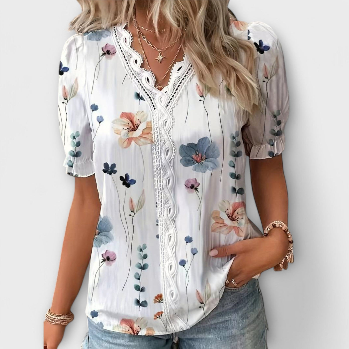 Emily - Blusa elegante con scollo a V