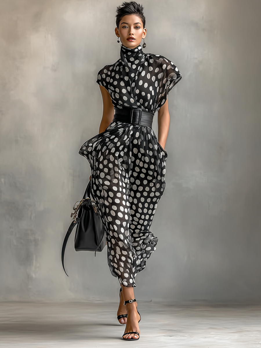 Abito lungo in chiffon da donna