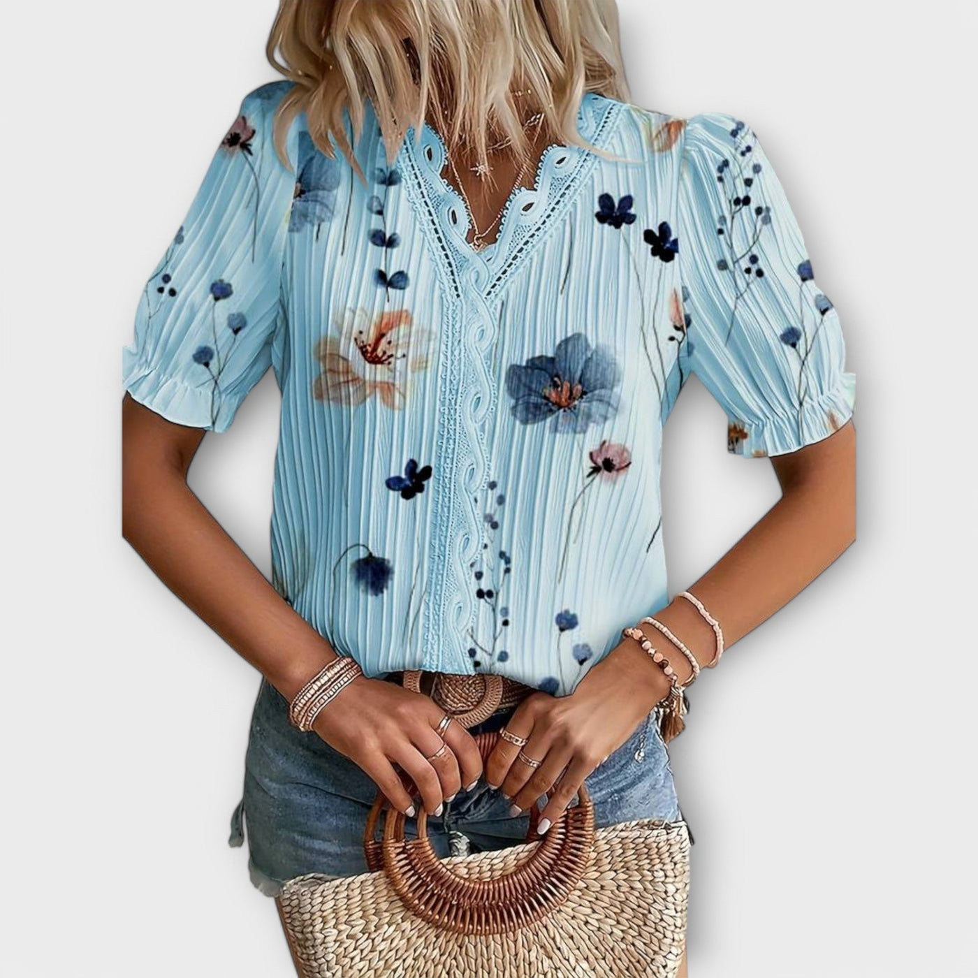 Emily - Blusa elegante con scollo a V