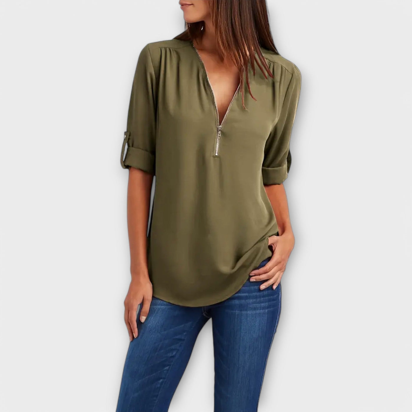 Olivia - Blusa casual con scollatura a V