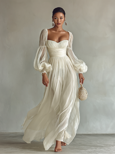 Abito Maxi Lungo da Donna con Scollo Quadrato
