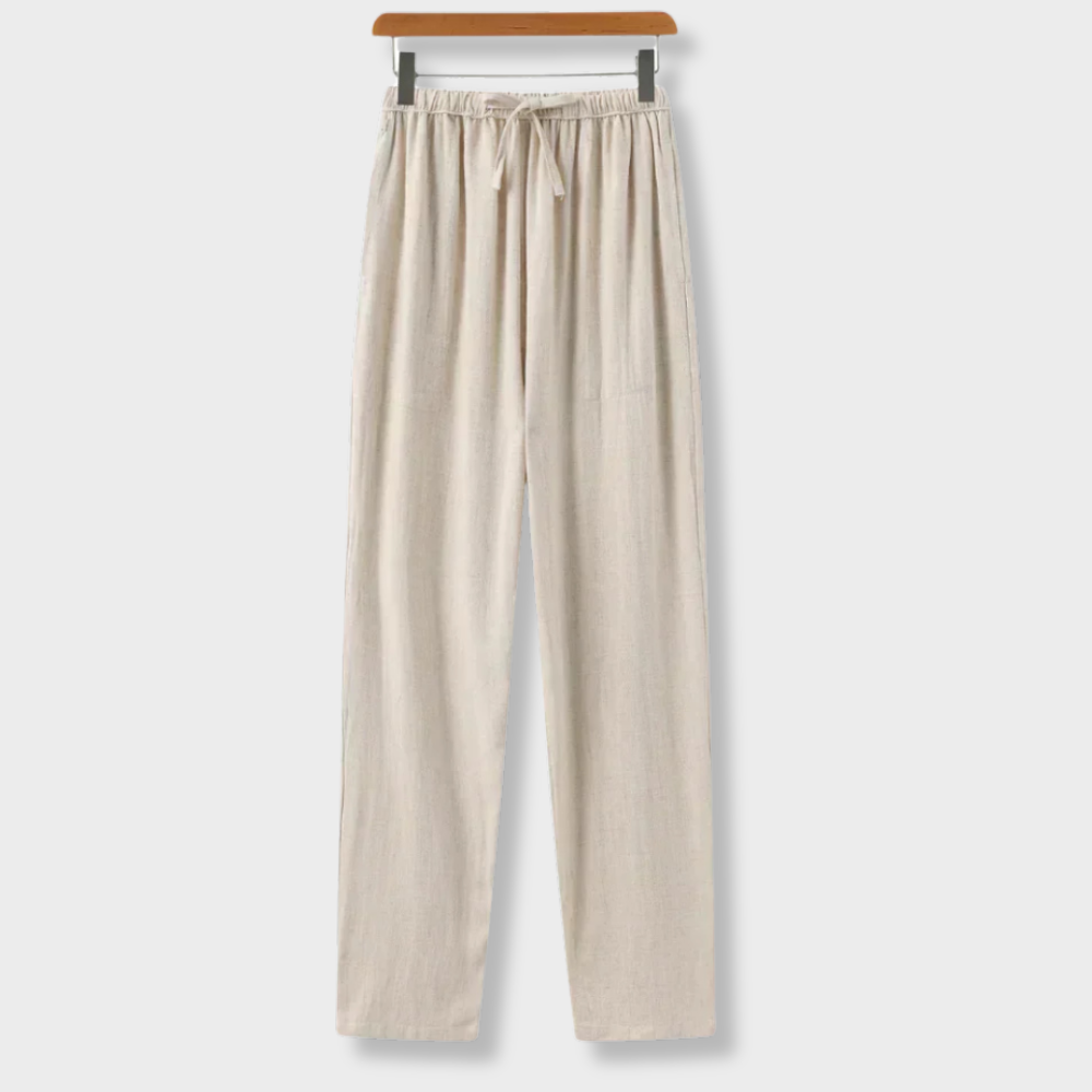 Pantaloni slim in lino