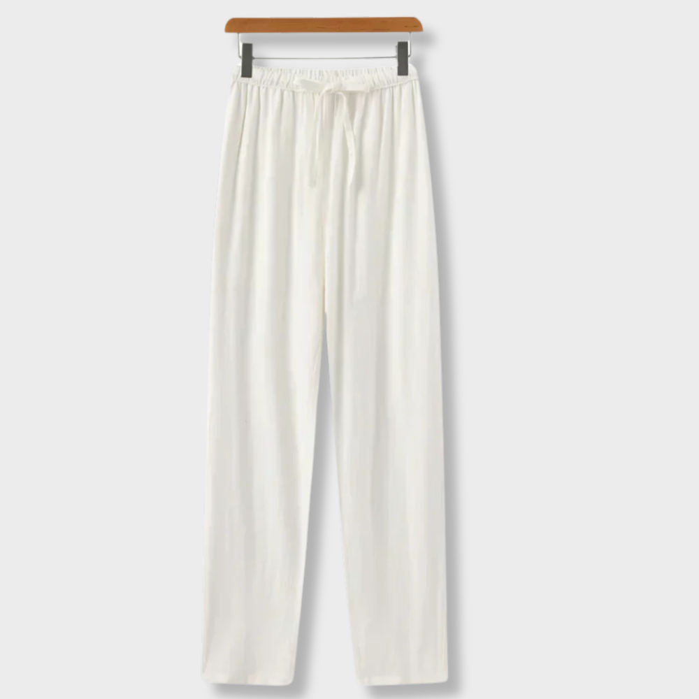 Pantaloni slim in lino