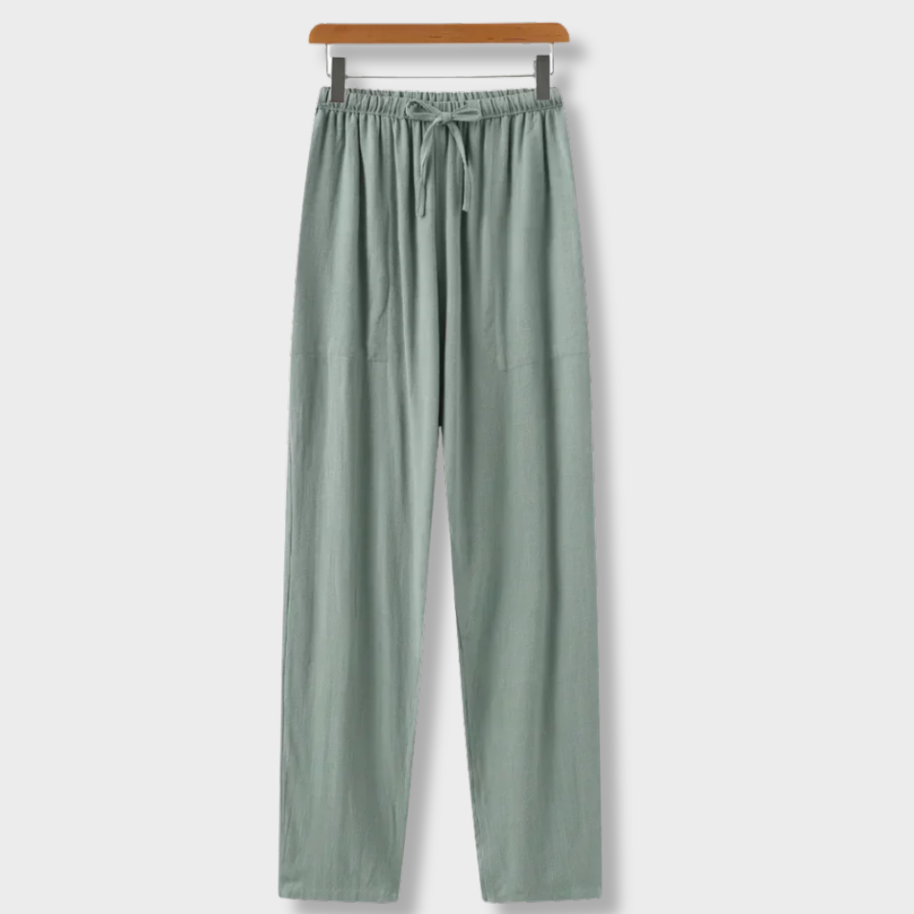 Pantaloni slim in lino