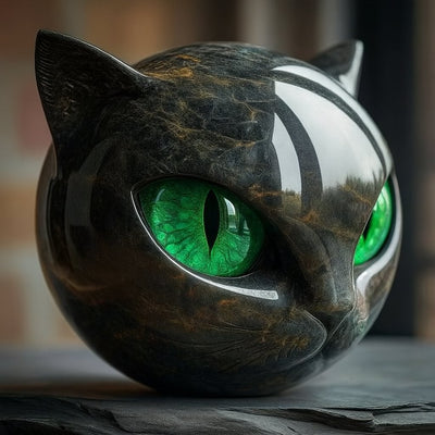 Scultura felina mistica in marmo levigato