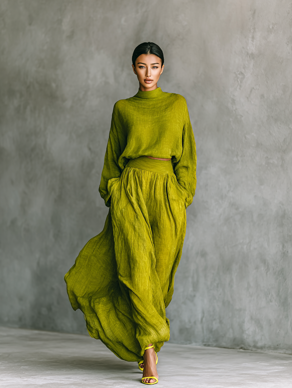 Completo Donna Verde con Collo Alto