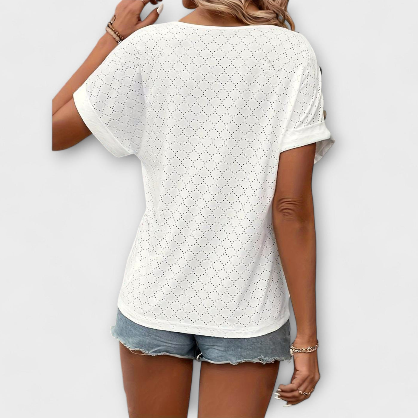 Mia - T-shirt con bottoni e scollatura a V