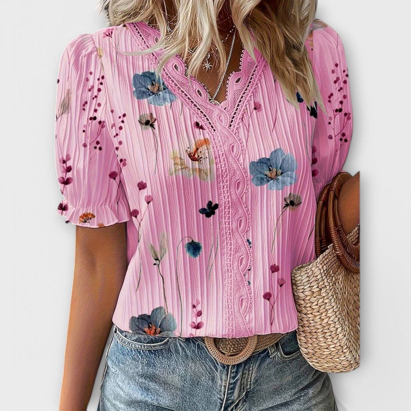 Emily - Blusa elegante con scollo a V