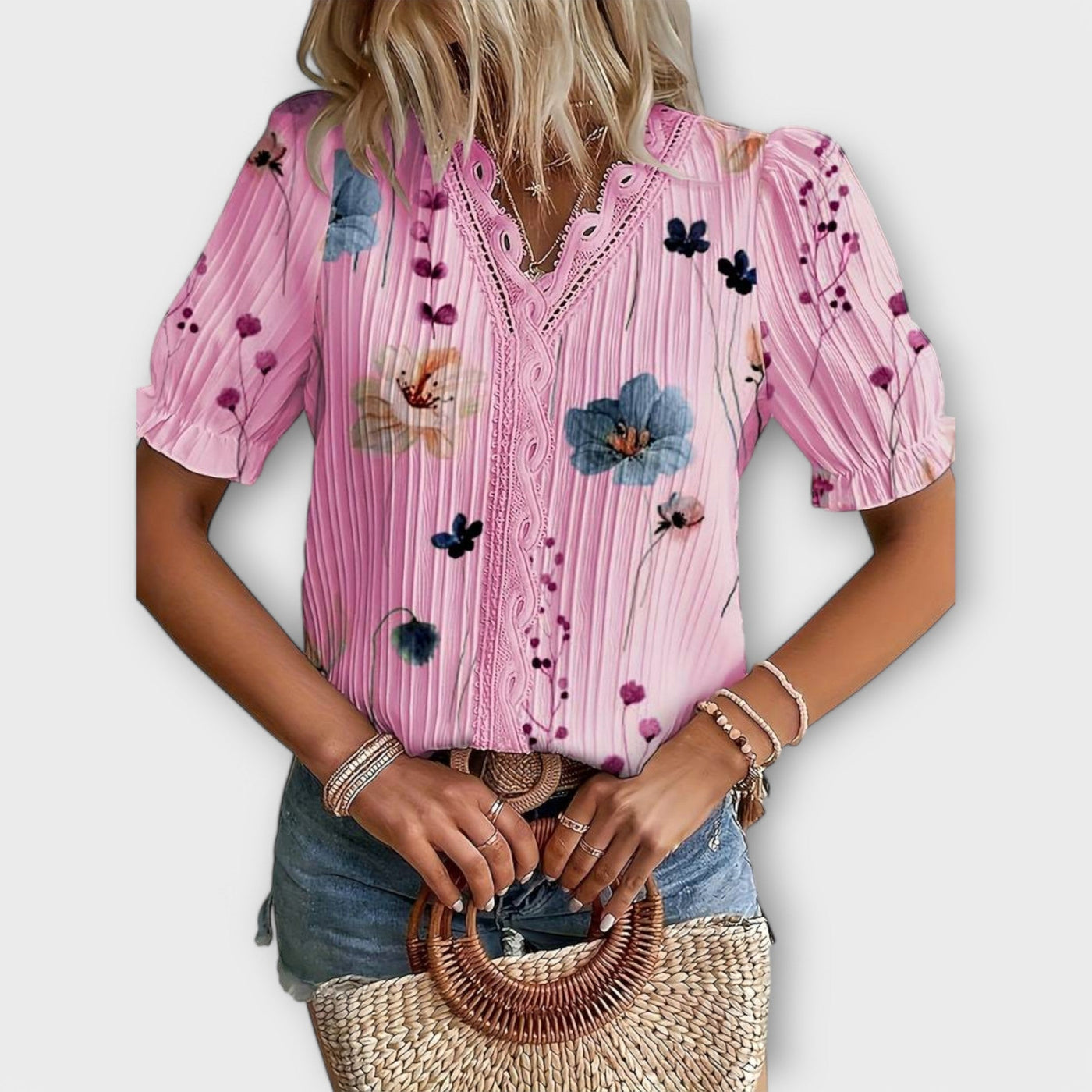 Emily - Blusa elegante con scollo a V