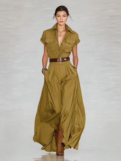Abito Maxi Camicia in Cotone Mistao