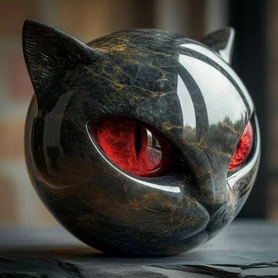 Scultura felina mistica in marmo levigato