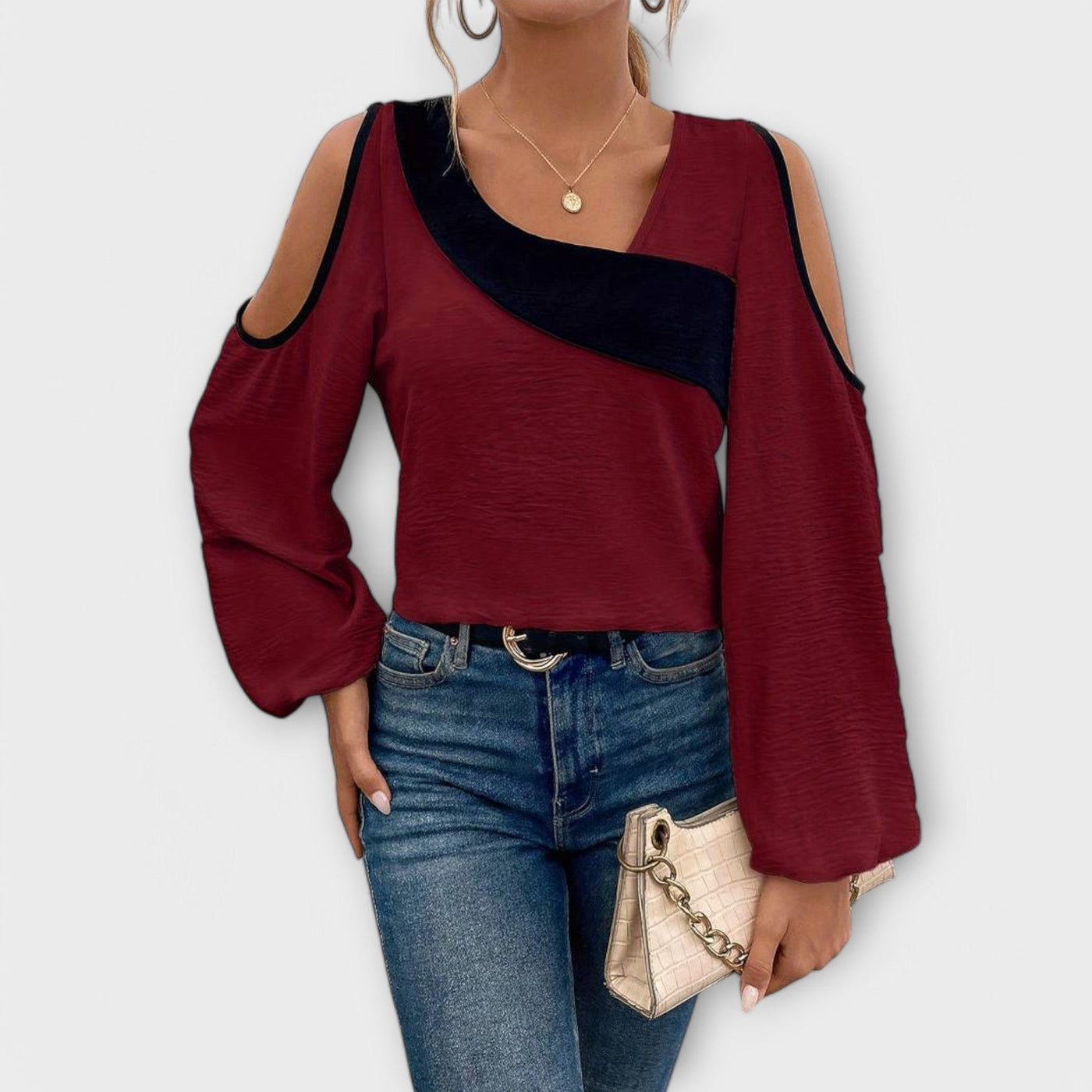 Scarlett - Blusa colorata con scollo quadrato