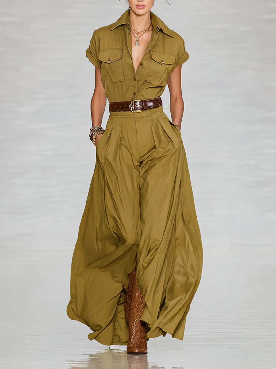Abito Maxi Camicia in Cotone Mistao