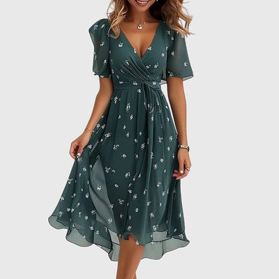 Abito da donna in chiffon con stampa floreale primaverile