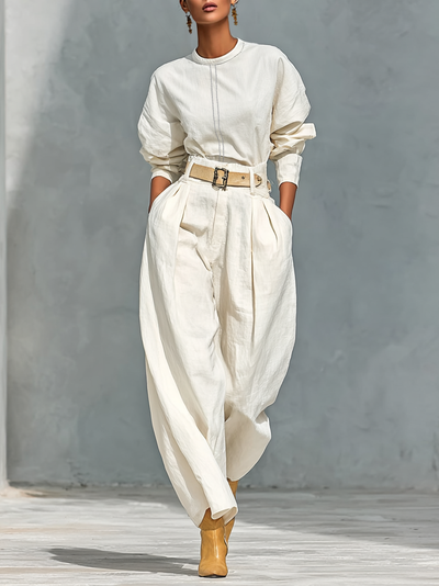 Camicia da donna con pantaloni a gamba larga