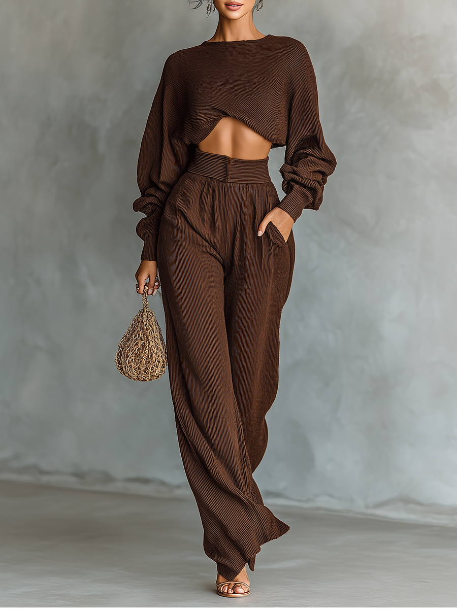 Set Maglione Corto e Pantaloni Donna