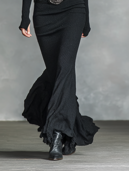 Abito Maxi Slim a Maniche Lunghe con Scollatura