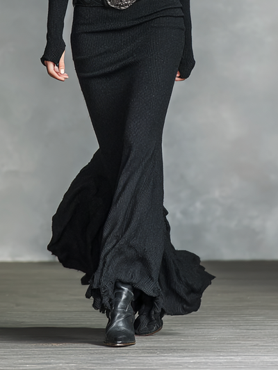 Abito Maxi Slim a Maniche Lunghe con Scollatura