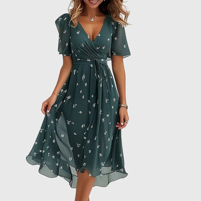 Abito da donna in chiffon con stampa floreale primaverile