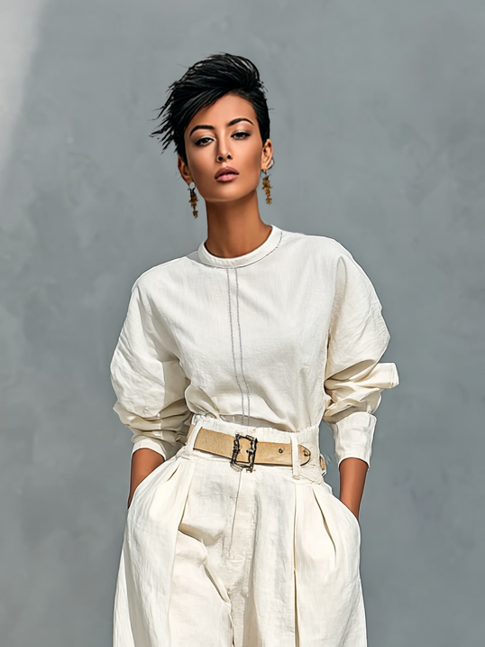 Camicia da donna con pantaloni a gamba larga