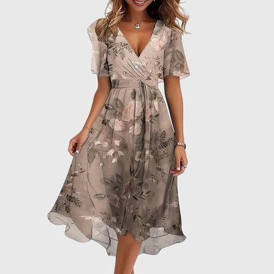 Abito da donna in chiffon con stampa floreale primaverile