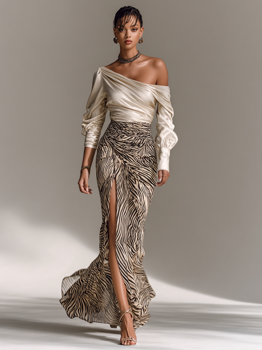 Top lungo in satin con spalle scoperte