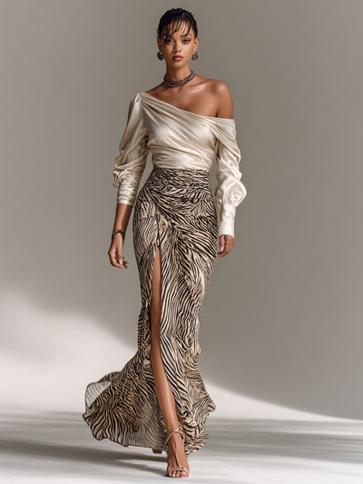 Top lungo in satin con spalle scoperte