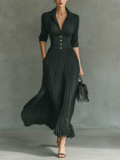 Abito lungo maxi con collo con revers