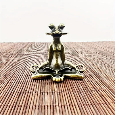 Meditoad - Elegante porta incenso in metallo a forma di zaba