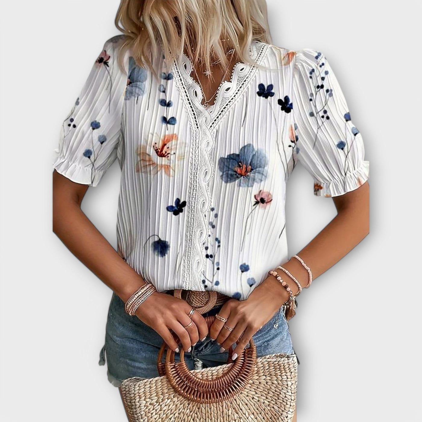 Emily - Blusa elegante con scollo a V