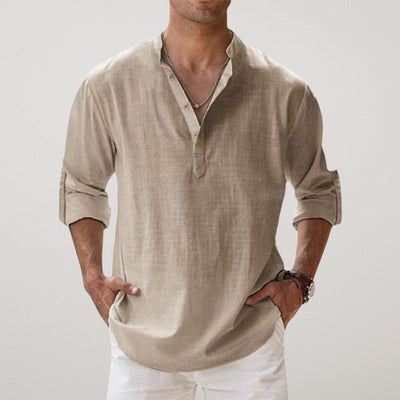 Lenoir™ - Camicia Henley in cotone effetto lino