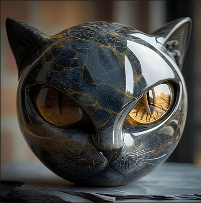 Scultura felina mistica in marmo levigato