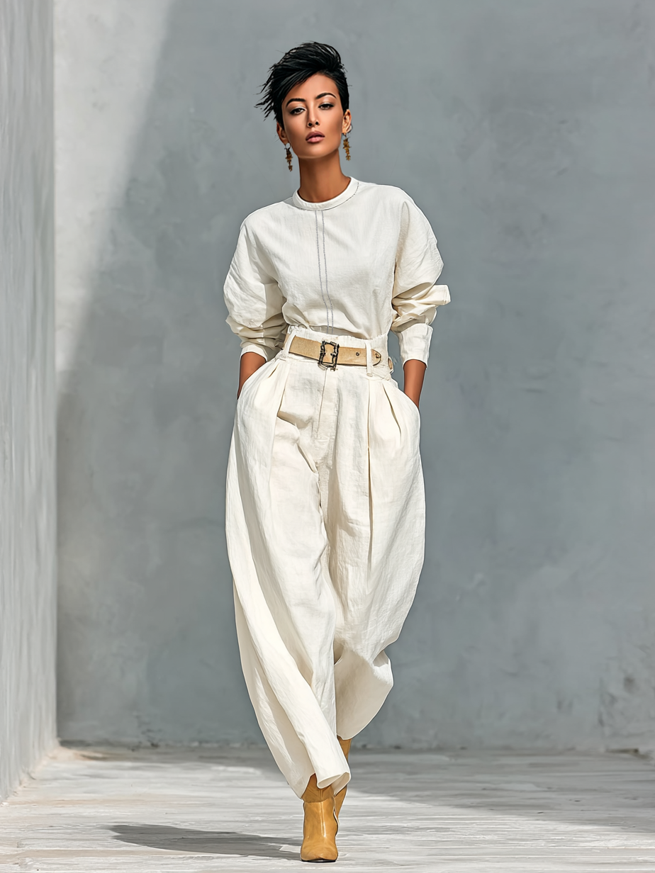 Camicia da donna con pantaloni a gamba larga