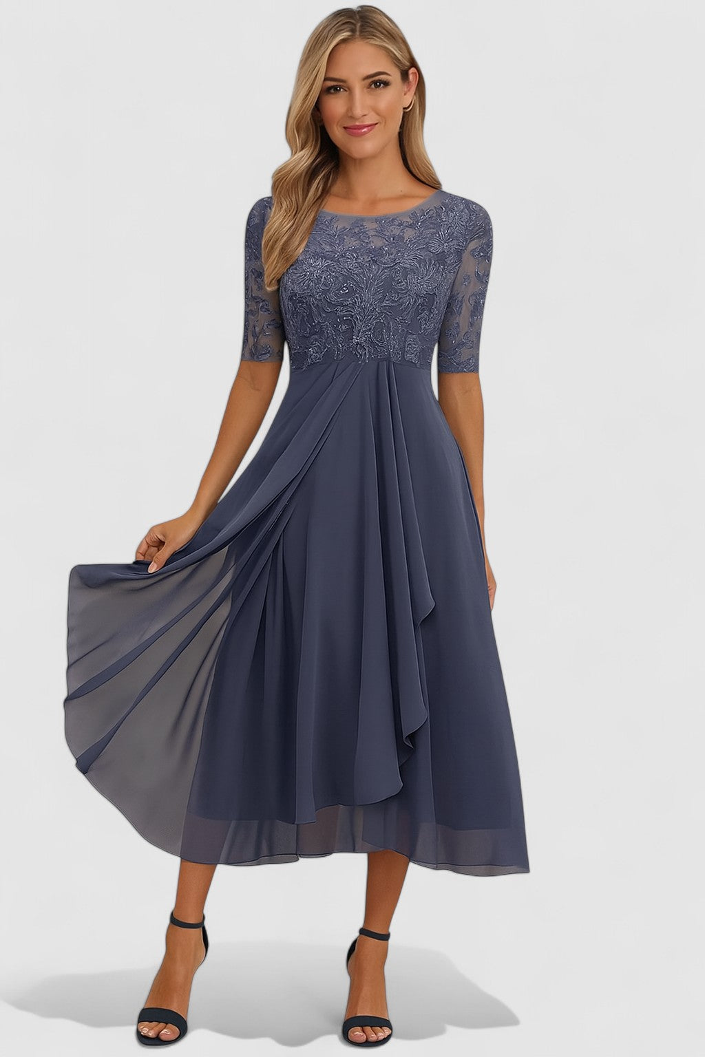 Abito da cerimonia elegante con pizzo