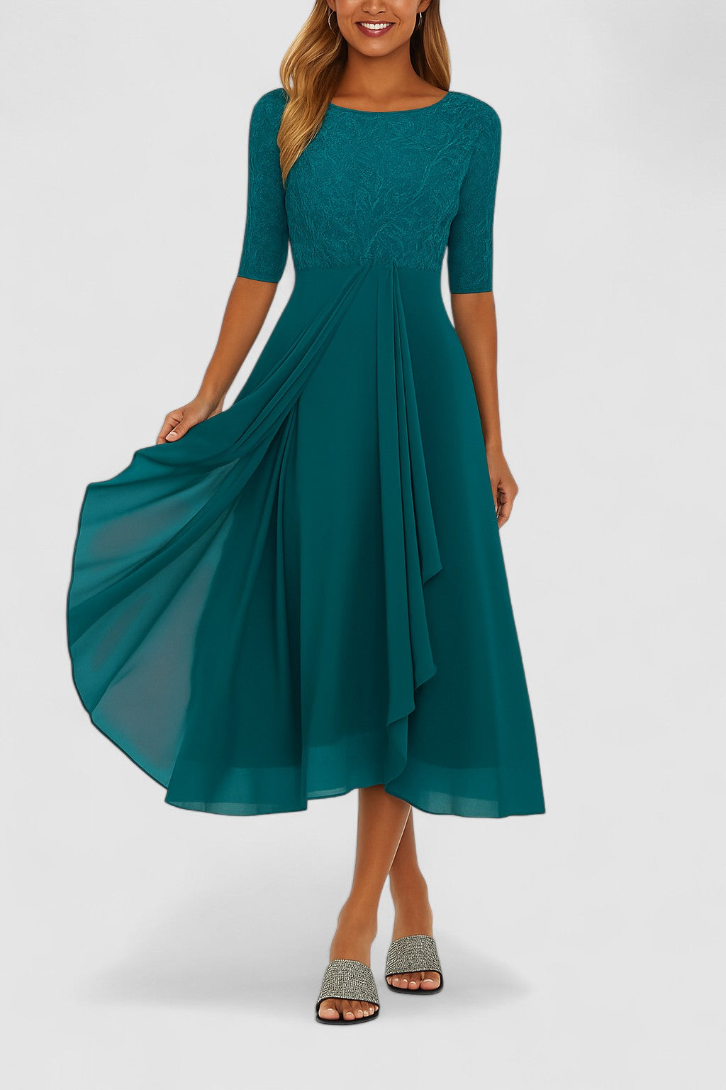 Abito da cerimonia elegante con pizzo