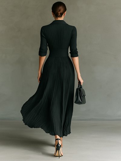Abito lungo maxi con collo con revers