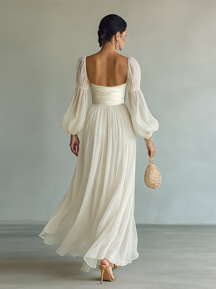 Abito Maxi Lungo da Donna con Scollo Quadrato