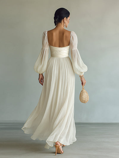 Abito Maxi Lungo da Donna con Scollo Quadrato