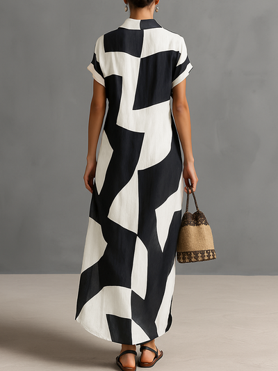 Abito chemisier lungo in chiffon da donna