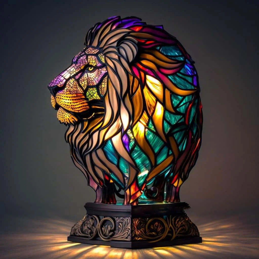 Minette – Lampada leone magica in vetro colorato