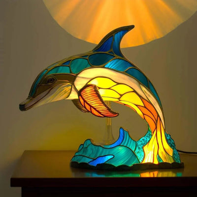 Marin – Lampada delfino magica in vetro colorato