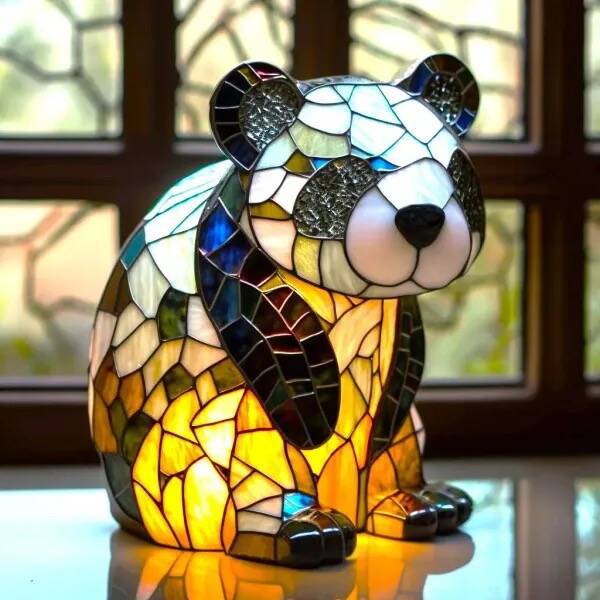 Loustic – Lampada panda magica in vetro colorato