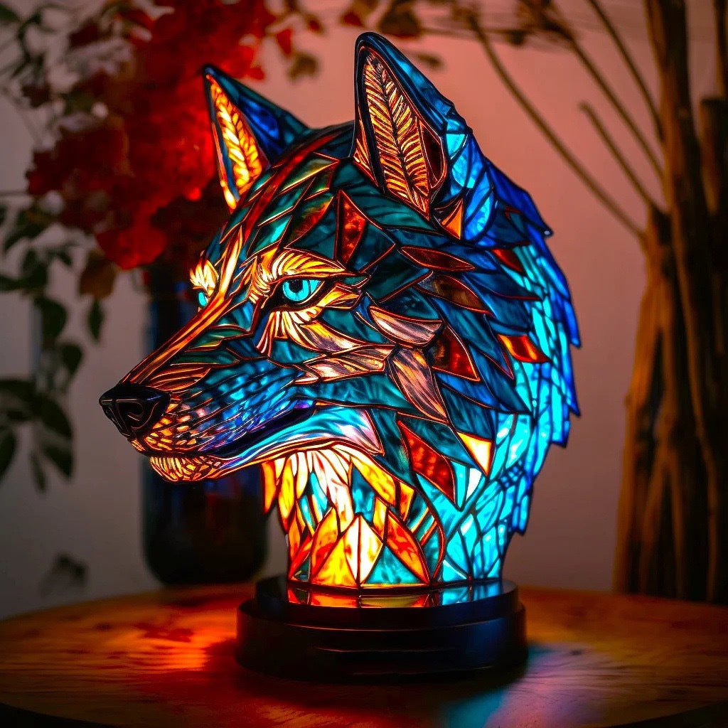 Fifou – Lampada lupo magica in vetro colorato