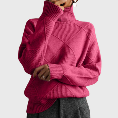 Maglione geometrico a collo alto a maniche lunghe