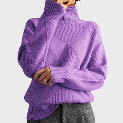 Maglione geometrico a collo alto a maniche lunghe