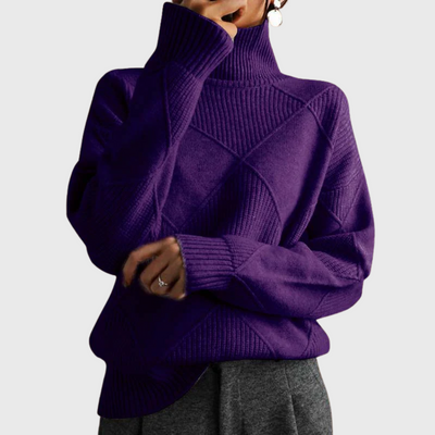 Maglione geometrico a collo alto a maniche lunghe
