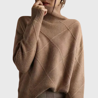 Maglione geometrico a collo alto a maniche lunghe