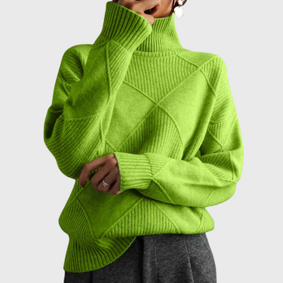 Maglione geometrico a collo alto a maniche lunghe