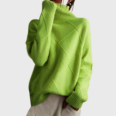 Maglione geometrico a collo alto a maniche lunghe